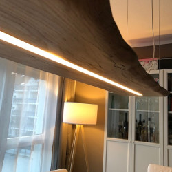 Kundenprojekt: Deckenlampe aus einer Eichenbohle!